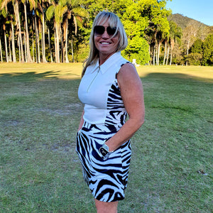 Women's Sleeveless Golf Top - Dancing Zebra