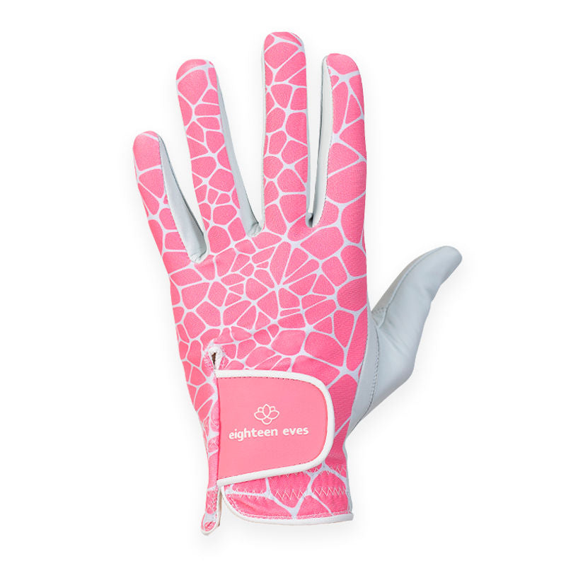 Women's Leather Golf Glove - Pink Pebble Road White