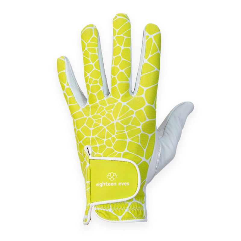 Women's Leather Golf Glove - Yellow Pebble Road White