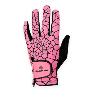 Women's Leather Golf Glove - Pink Pebble Road Black
