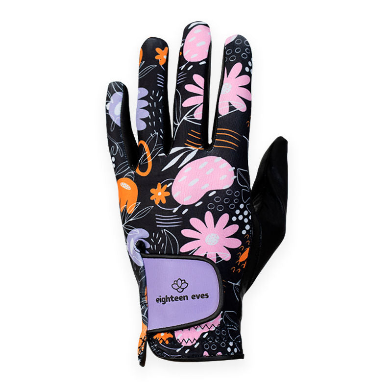 Women's Leather Golf Glove - Floral Fairways Black