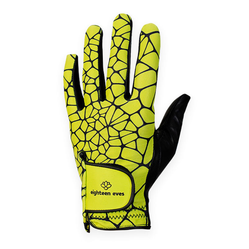 Women's Leather Golf Glove - Yellow Pebble Road Black