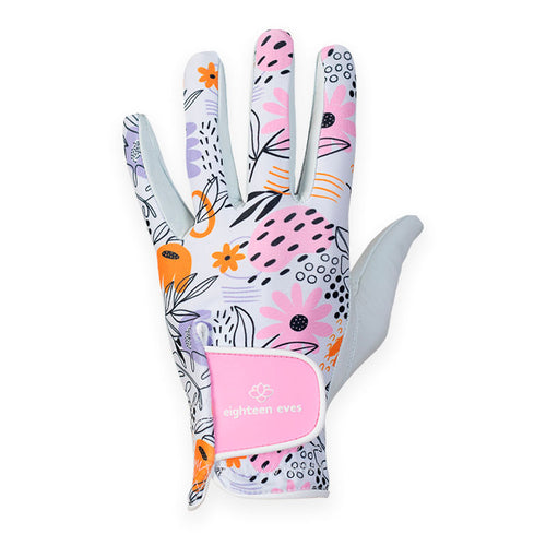 Women's Leather Golf Glove - Floral Fairways White