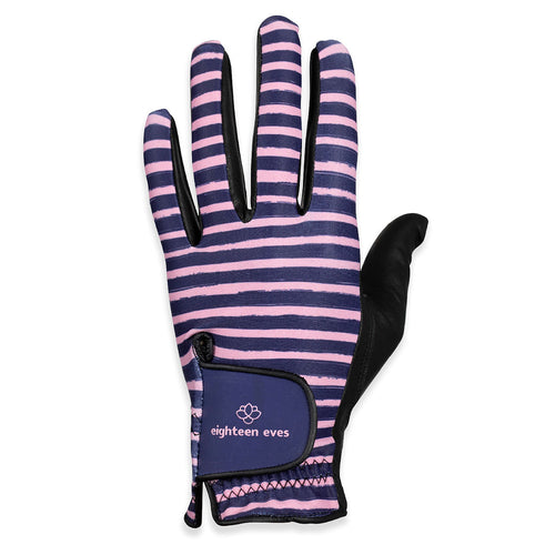 Women's Leather Golf Glove - Stripe Right Pink / Black