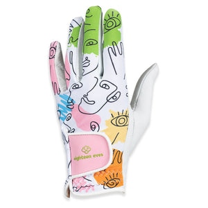 Women's Leather Golf Glove - Face Unreality White