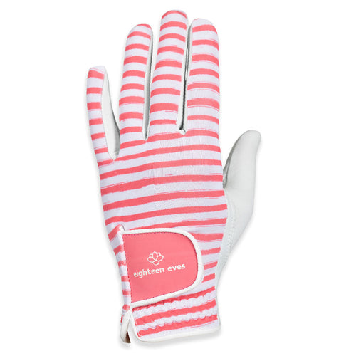 Women's Leather Golf Glove - Stripe Right Pink / White